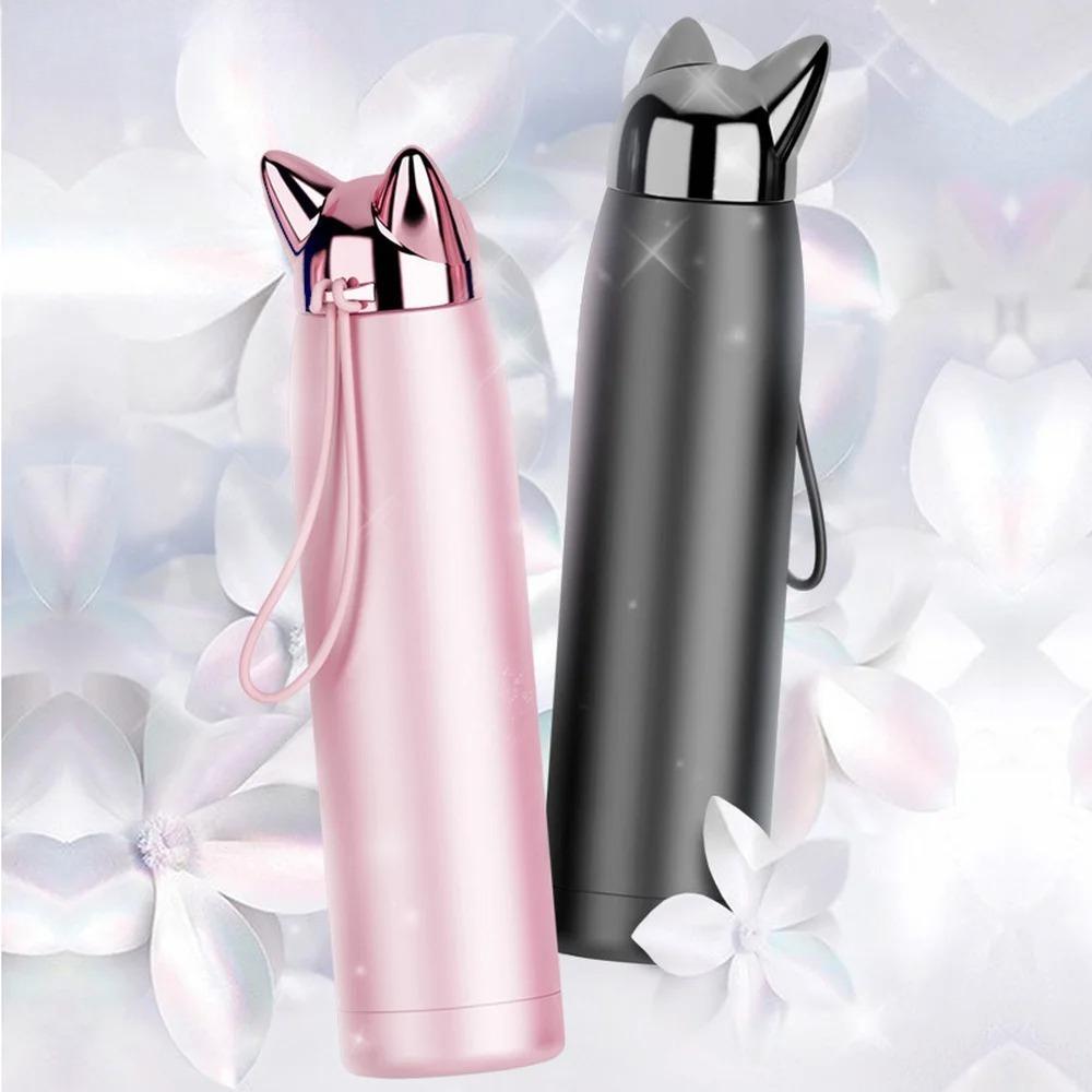 320ml Thermos Bottle Stainless Steel Vacuum Flasks Cute Cat Ear Thermal Cup Portable Travel Outdoor Mug for Coffee Tea Milk