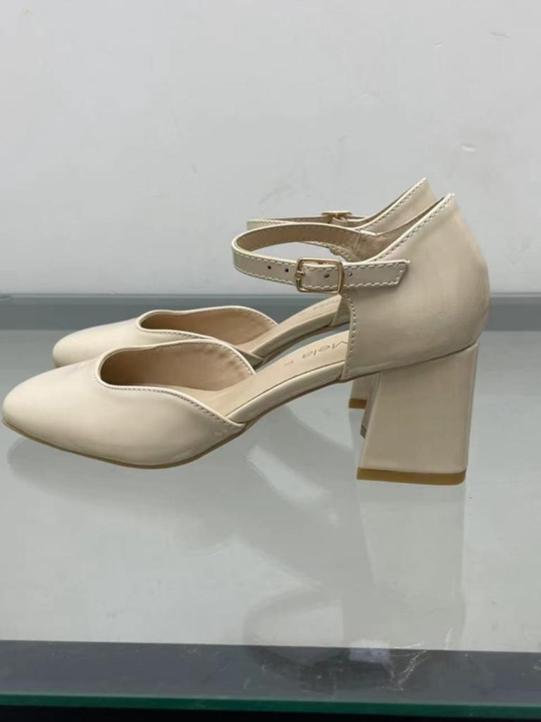 Fashion Lolita Shoes Shallow Mouth Summer High Heels 2025 Sandals Ladies Mary Jane Latest Bow Beige African Retro Block Butterfly-knot P