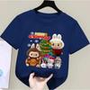 2025 New LABUBU Children's T-shirt Christmas LABUBU Style Round Neck Short Sleeved Casual Girls' Top