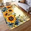 Sunflower and Blue Floral Vintage Pattern Non-slip Rug Suitable for Living Room and Bedroom Sofas