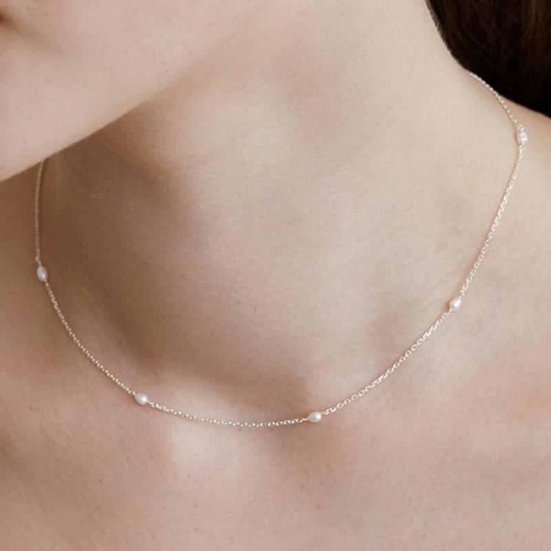 

TATIANA (925 Silver) Joy Pearl Link Chain Necklace NZ2404 Gold Plated