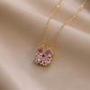 Women's European & American Style Four-Leaf Clover & Heart Pendant Clavicle Necklace