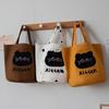 Women's Versatile Embroidered Canvas Tote Bag - Kitten Design, Handheld, Portable, Perfect for Moms or Lunch Storage
