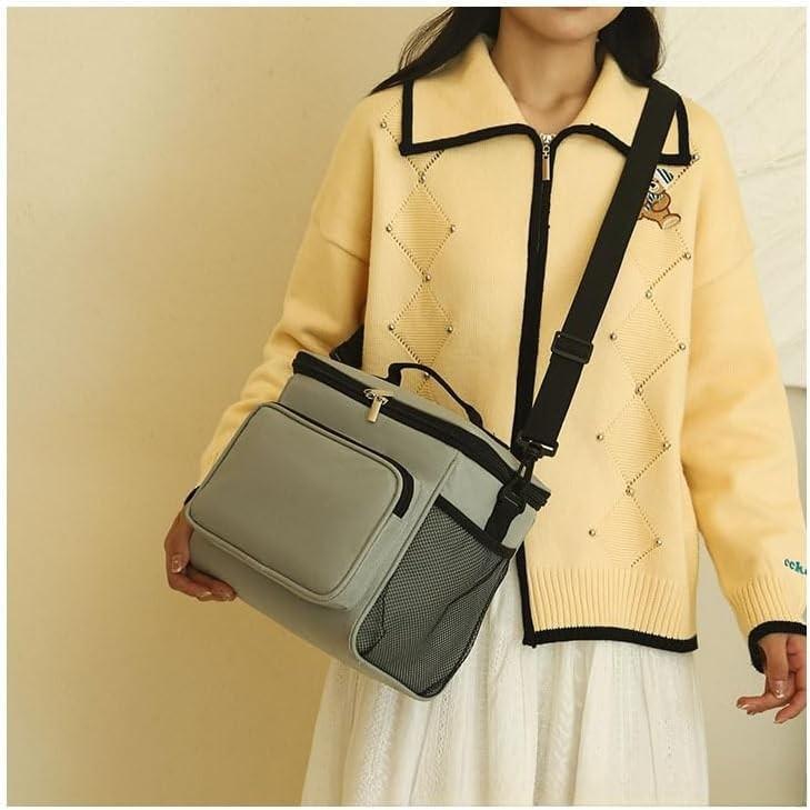 Toolsy Multifunctional Lunch Bag for Women Men Insulated Cooler Tote Waterproof Gray 26x24x17cm