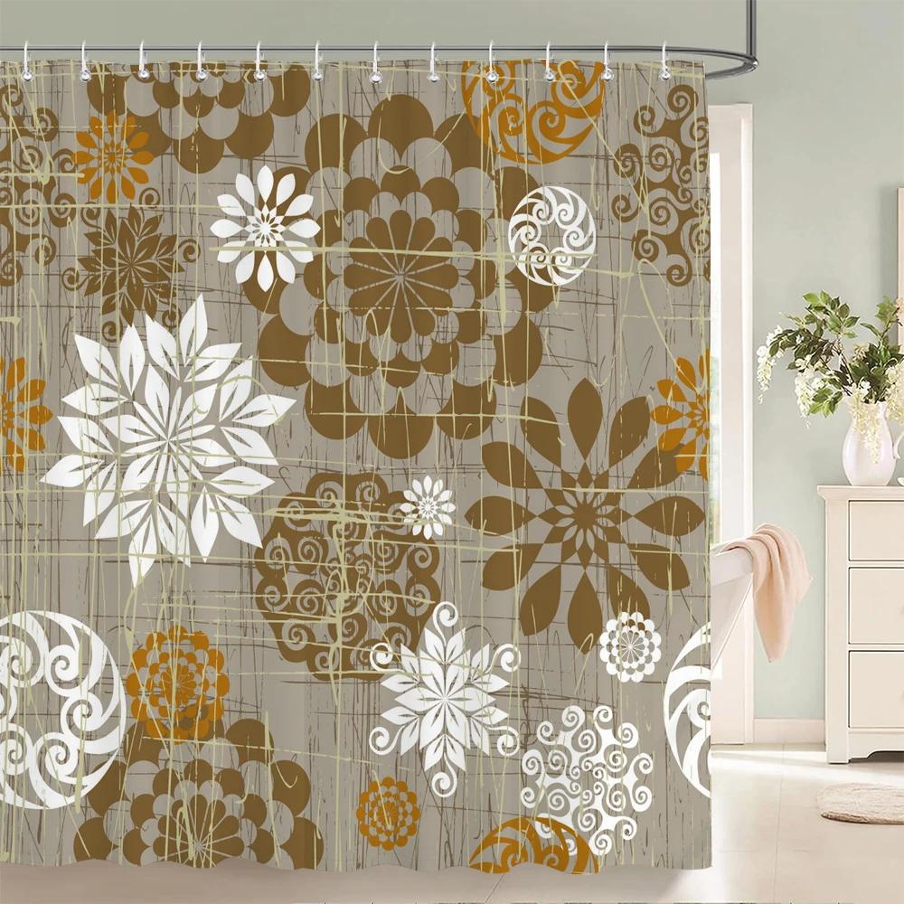 Indian  Bohemian Fabric Shower Curtain Bathroom Curtains Boho Mandala Waterproof Fabric Bath Screen Bathtub Decor with 12 Hooks