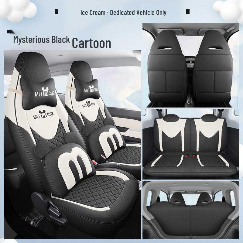 Chery Ice Cream Car Seat Cover - Full Coverage for All Seasons, Fits 25 QQ Models, Ideal for Female Car Interior Decoration.