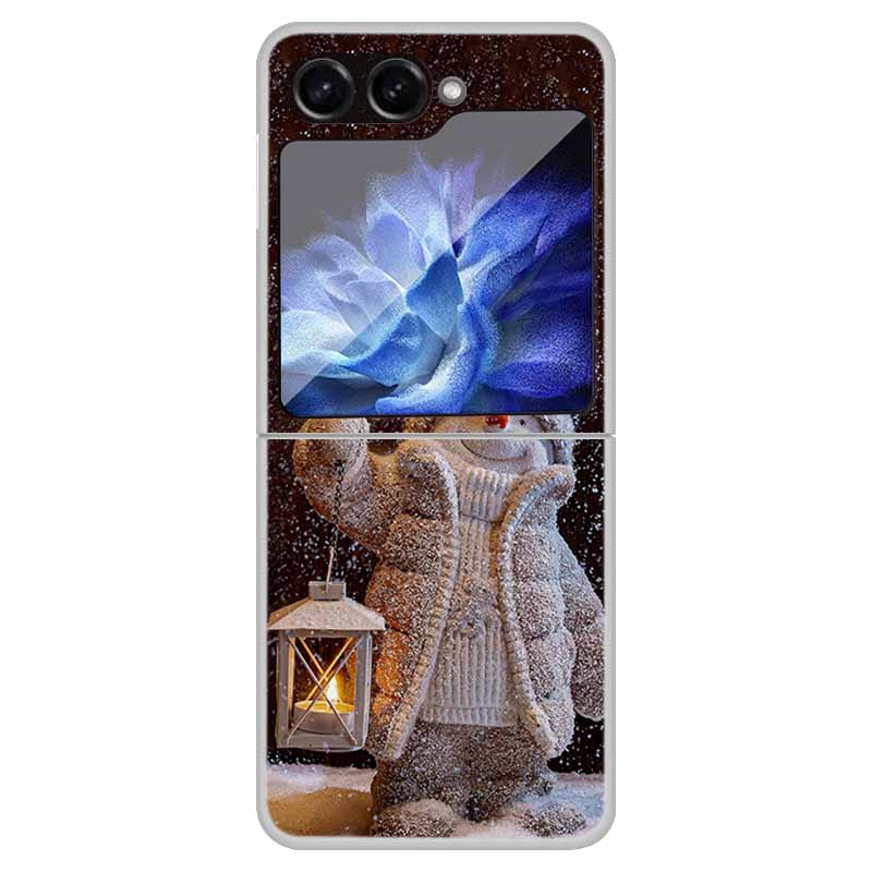 For Samsung Galaxy Z Flip 6 5 4 3 Case Christmas Cute Clear Hard Plastic PC Folding Back Cover For Samsung Z Flip6 Flip5 Flip4