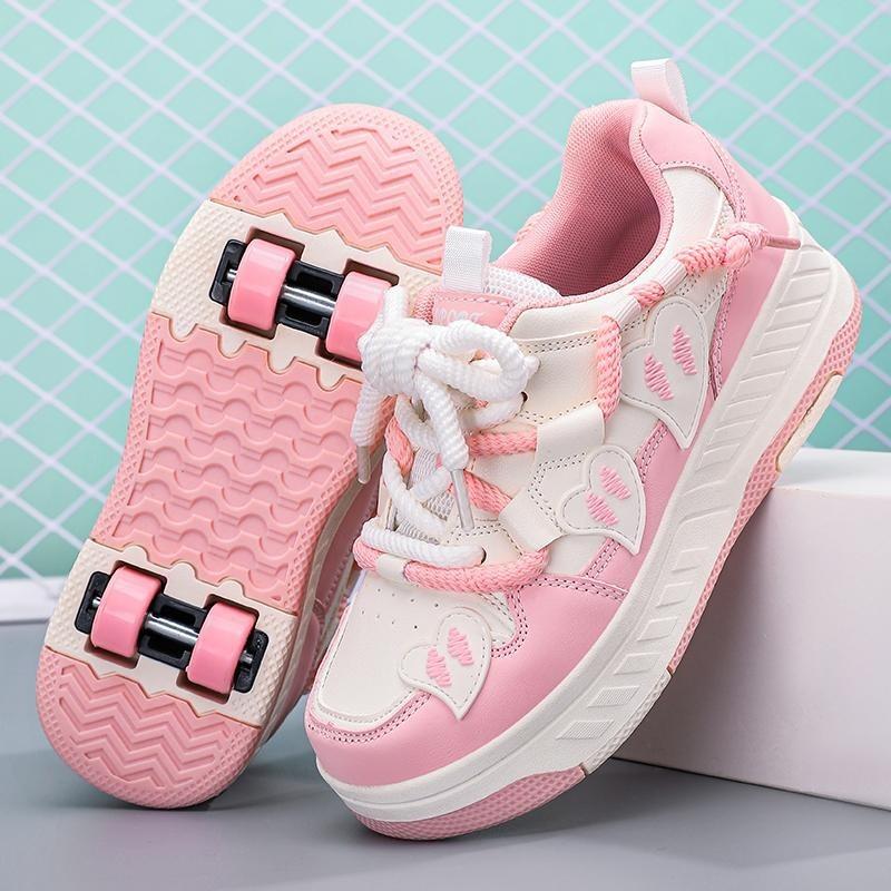 Children's runaway shoes Boys' roller skating four-wheel runaway shoes Students' youth skates Double-row girls' pulley shoes