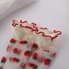 Transparent Girls Japanese Lace Strawberry Ruffles Tube Socks Lolita Socks Women Hosiery Cartoon