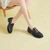 2026 Cowhide Women's Comfortable Thick Heel Exquisite Round Toe Commuting Shoes with Buckle Design