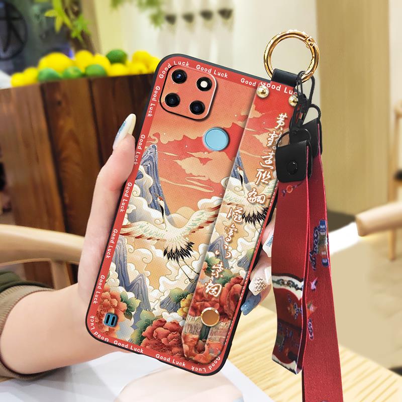 Waterproof Durable Phone Case For OPPO Realme C21Y/C25Y Elderly lady Soft case Anti-dust Ring Shockproof Wristband
