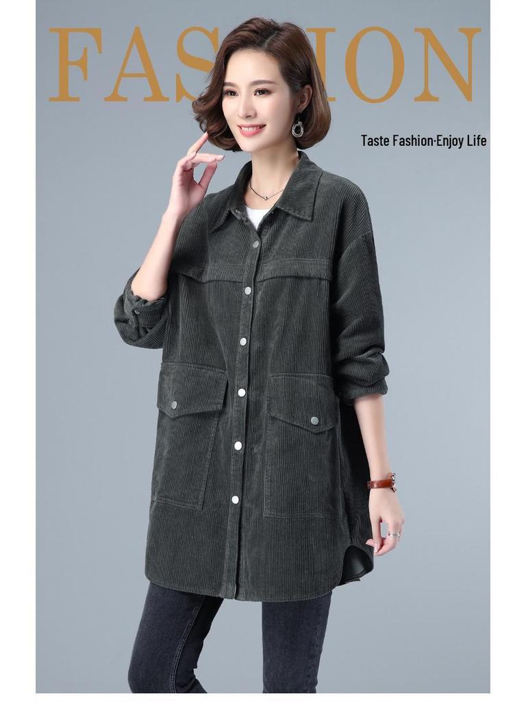 2024 Plus Size Fashion Blouse for Middle-Aged & Elderly Women - Spring/Autumn Rich Lady Shirt Jacket