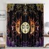 2pc Drapes Ebony Sun Face Printed Drape , Rod Pocket Drapes Ideal for Kitchen Cafe Livingroom Space Household Decoration Windowpane Shadecortinas