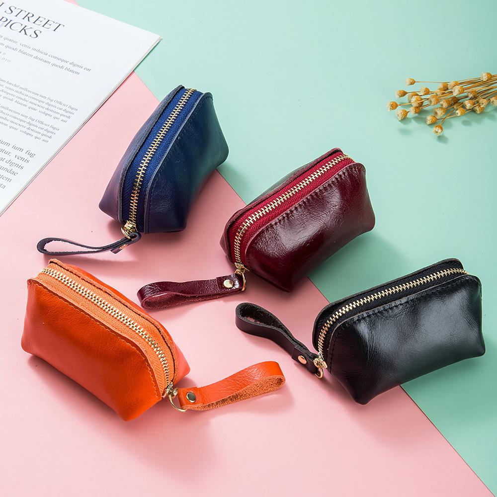 Multifunctional change bag zipper women's simple solid color, European and American retro men's storage coin bag change bag mini