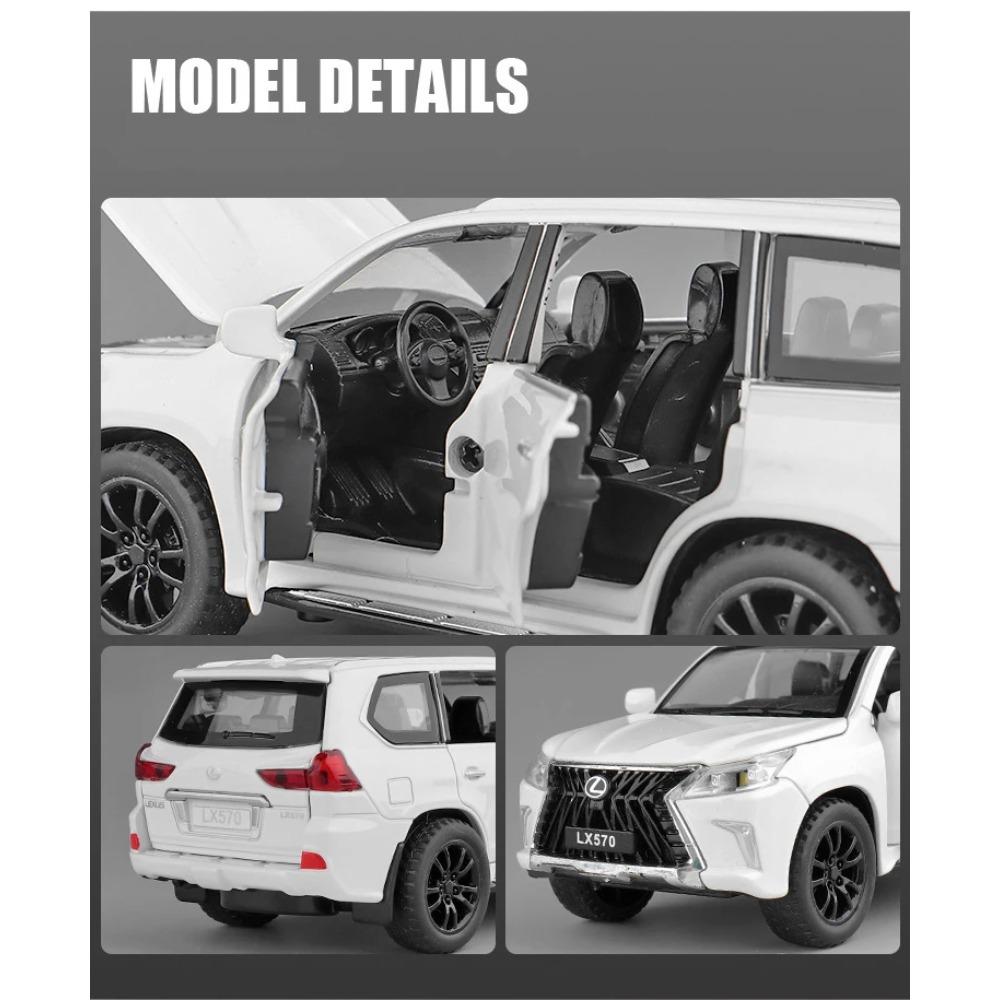 1/32 New Lexus LX570 Alloy Car Model Diecast Metal Toy Vehicles with Pull Back Sound Light 6 Open Doors for Kids Gift