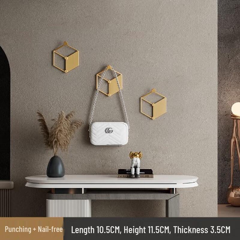YIXI No-Drill Wooden Honeycomb Wall Hooks (3-Pack)