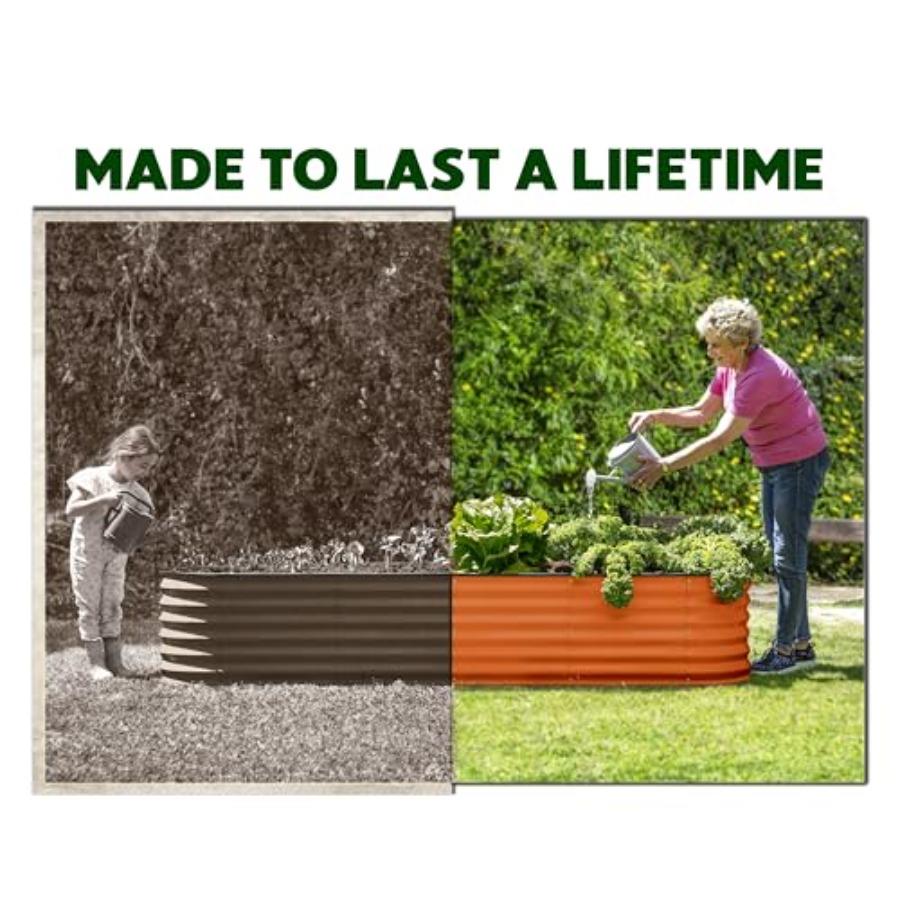 9-in-1 Galvanized Steel Raised Garden Bed 8×2×1.5 ft Modular Planter for Gardening Vegetables Flowers 18 Tall Metal Raised Gard