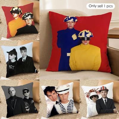 Music P-Pet Shop Boys Band Cushion Cover Silky Short Plush Invisible Zipper Dustproof Sofa Pillow Case For Home Decor