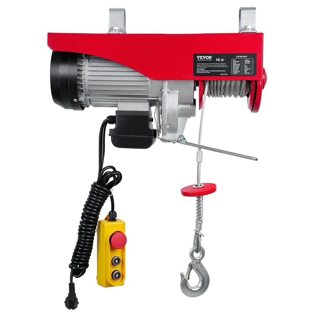 Wciągnik elektryczny, udźwig 2200 funtów, 1600W 220V Elektryczna wyciągarka linowa stalowa z 14-stopowym przewodowym pilotem zdalnego sterowania, wysokość podnoszenia na pojedynczej linie 40 stóp &