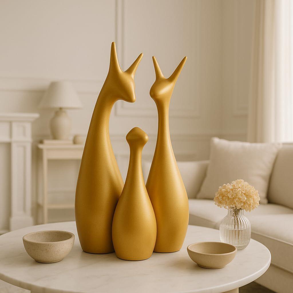 

Lavish Gold Home Decor Lucky Deer Family Ceramic Figurine (Set of 3, Gold Matte)