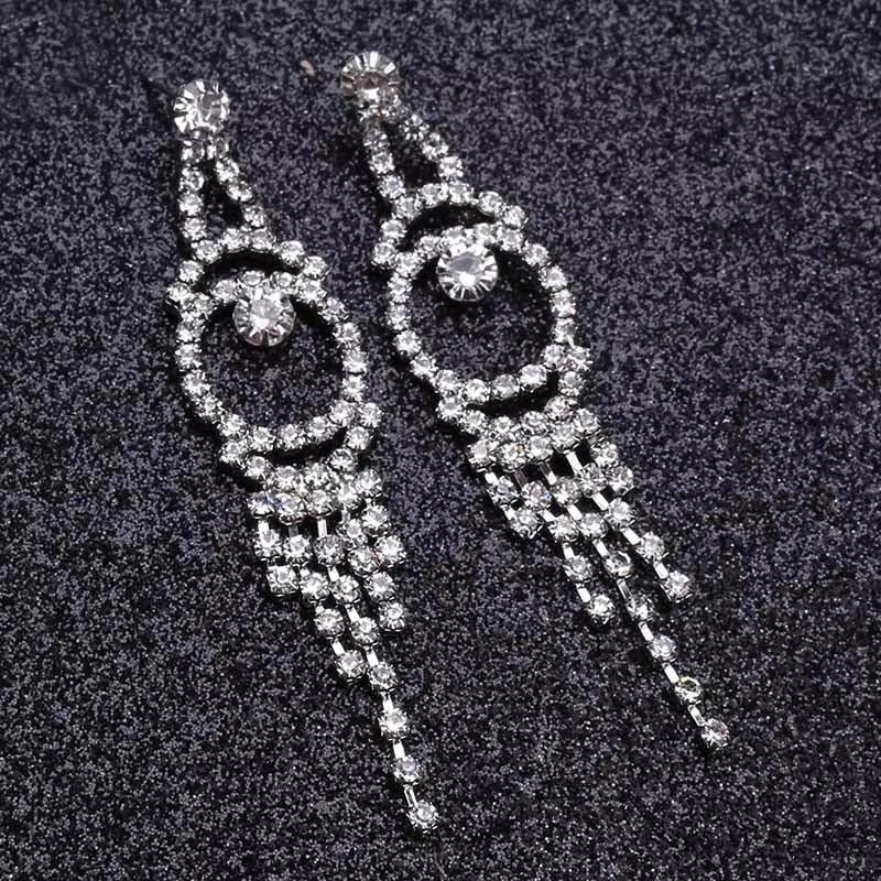 New Crystal Hanging Earrings for Women Korean Fashion Tassel Earrings Gold Color Metal Thread Dangle Earrings for Female