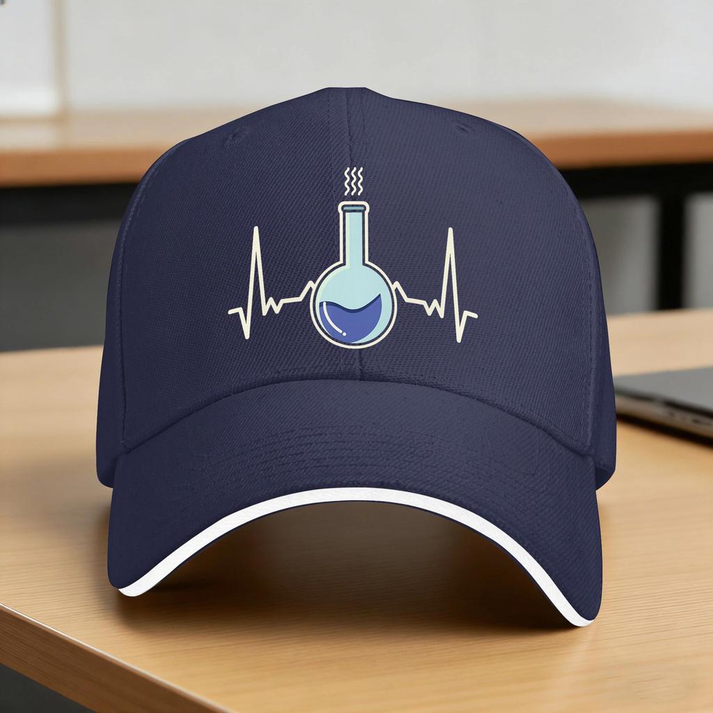 I Love Chemistry Laboratory Heartbeat Test Tube Chemist Baseball Cap Design Print Hip Hop Hats Summer Fishing Baseball Caps