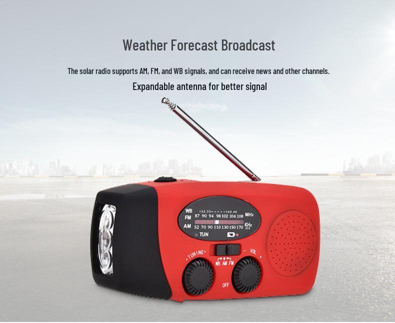 Hand-Crank Solar-Powered LED Light & Emergency Radio with Mobile Power Bank