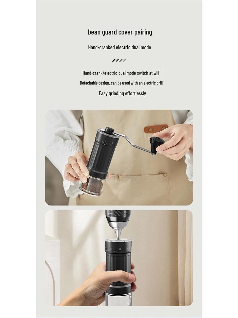 Hand-Crank Ceramic Coffee Grinder with Glass Bean Hopper