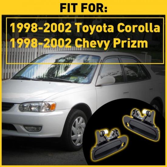 Exterior Door Handle 98-2002 For Toyota Corolla Chevrolet Prizm Set of 2 Black
