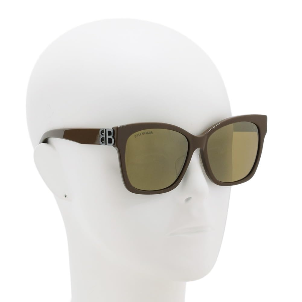 Balenciaga Sunglasses with Mirrored Asian BB0102SA and Bronze Women's Lenses, Fit, 015, Brown, Ruthenium,