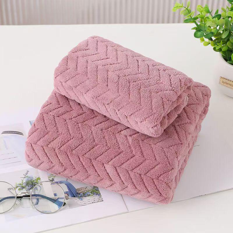 High-Absorbency Wheat Ear Knitted Coral Fleece Bath Towel Set