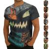 Men's Casual Halloween Printed Short Sleeve T-Shirt Lightweight Breathable Round Neck