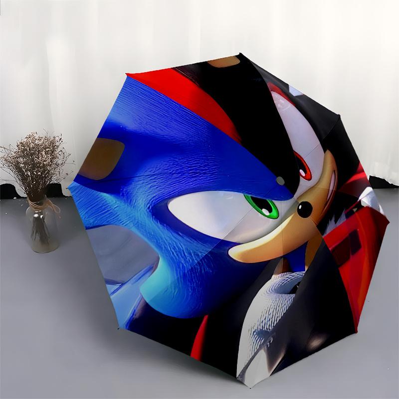 Sonic The Hedgehog Parasol   Uroczy Parasol z Uroczy Designem, Przenośny Składany 3x Kompaktowy Parasol dla Mężczyzn i Kobiet,S359
