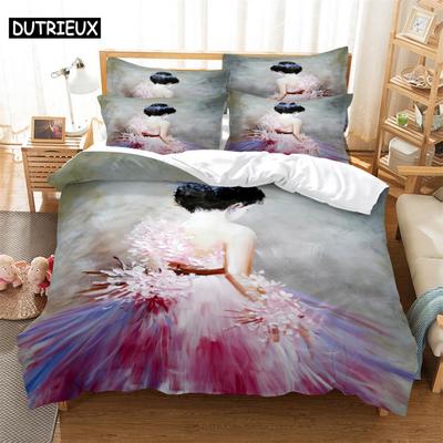 3D Digital Printing 2/3pc  Quilt Cover Pillowcase Double Bed Set Cover Quilt Soft Microfiber Bedding Set  Anime Princess