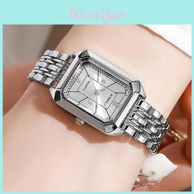 Minimalist Womens Square Quartz Watch With Metal Band For Casual Daily Wear