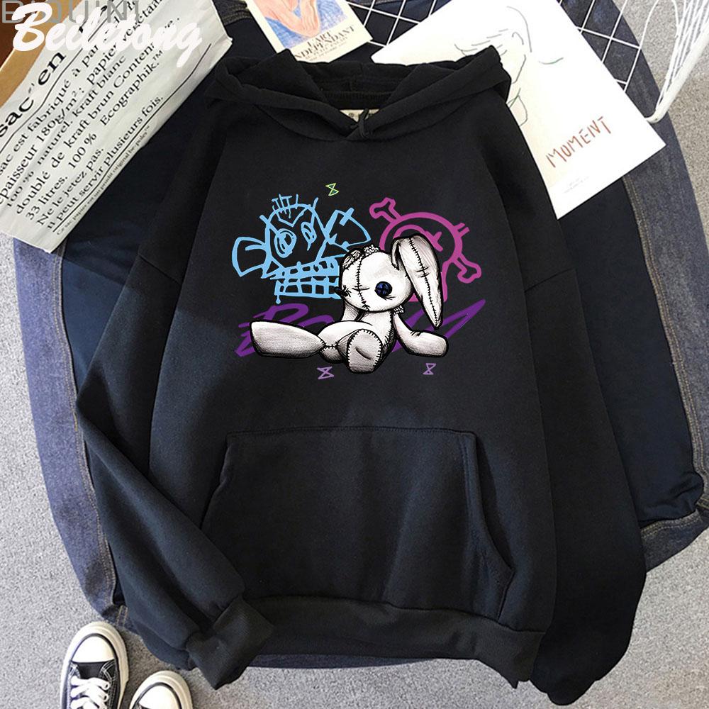 

Arcane Jinx Hoodie Monkey Doll Rabbit Graffiti Grunge Style Kpop Clothing Black Anime Sweatshirt Streetwear Unisex Women Clothing 3XL