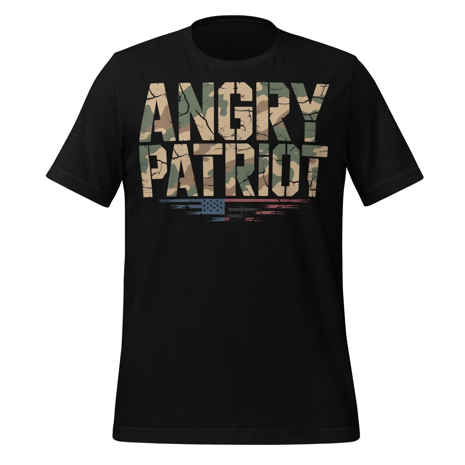 

Angry Patriot Camouflage Shirt Distressed Flag Unisex Tee USA Military Pride L