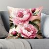 1 Stück Kissenbezug im Aquarellstil mit pinker Pfingstrosen-Aufdruck, geeignet für Sofa, Schlafzimmer, Wohnzimmer, Ein heilendes Geschenk für Blumenliebhaber