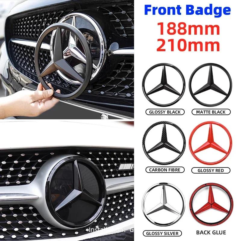 Car Sticker 1pcs 188mm 210mm ABS Car Front Grille Badge Decal Cover Emblem For Mercedes Benz A/B/C/E/S Class GLA CLA GLE GLK CLK