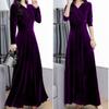 2025 New Autumn/Winter Plus Size Velvet Dress Long Sleeved, V Neck, Big Swing Gown for Evening Parties and Banquets