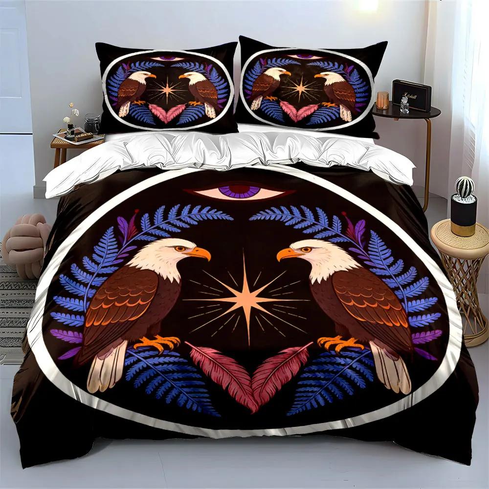 Eagle Artwork Wall Decor Set Soft Comfortable Duvet Cover Bedding Set Included 1*Duvet Cover & 2*Pillowcases Gift