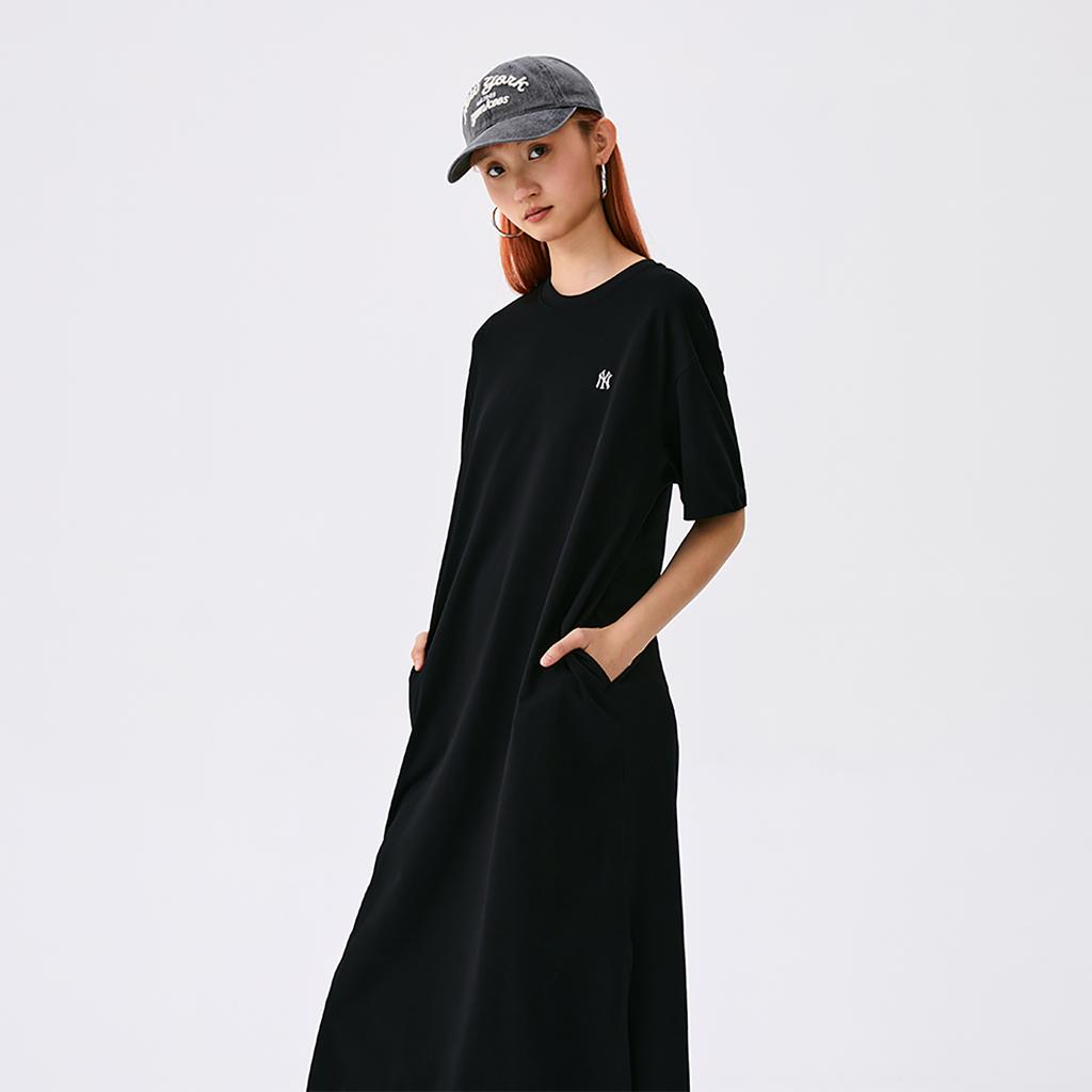 New MLB New York Yankees Basic Collection SS25 Short Sleeved Dress Women's Black 3FOPB0153-50BKS