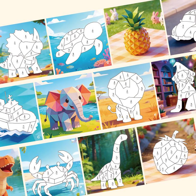 6 Patterns Puzzle Stickers Crafts for Kids Sticker Painting Gift Party Favor Creations Dinosaur Animal Vechile Art Play for Kids