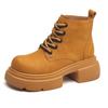 2025 Women's Retro British Style Hidden Heel Ankle Boots - Thick-Soled, Versatile Autumn Martin Boots In Classic Big Yellow.