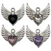 K Alloy Plated Heart Wing Rhinestone Charm Pendant for DIY Bracelet Jewelry
