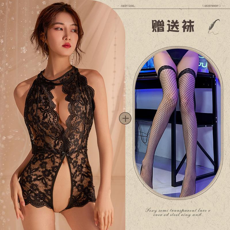 Sexy lingerie sexy teasing women open crotch lace seduction onesie free suit