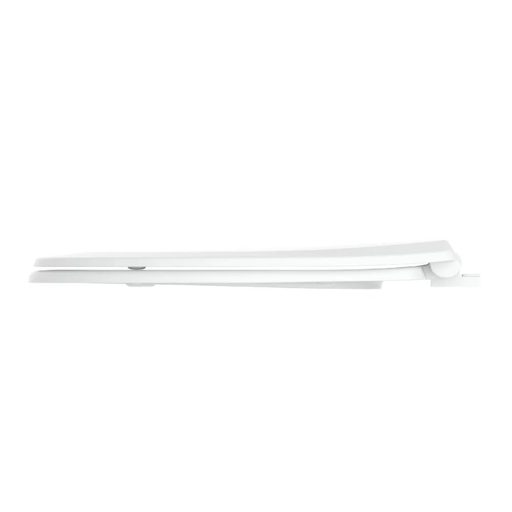 Plastic Round Toilet Seat Easy Install Durable Daisy White Elegant Beveled Edge Clean Surface Fits Most Toilets Bathroom Use