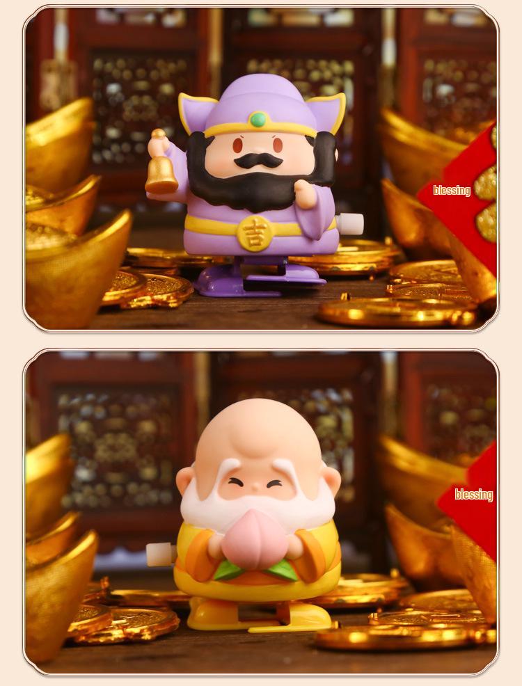 God of Wealth Resin Cartoon Figure: Cute Immortal Ornament Blind Box Gift.