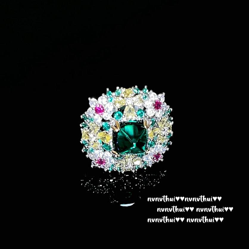 Mojito Emerald Flower Necklace, Rich Woman'S Joy, 18K Gold Plated, Malachite Green Snowflake Zircon Earrings