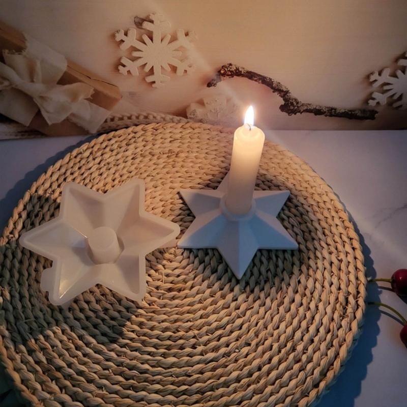 Candlestick Mould Star Shape Candle Holder Silicone Molds DIY Resins Castings Molds for Festival Table Home Decorations
